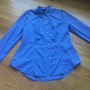 WHMB blue pinstripe button up blouse size 14